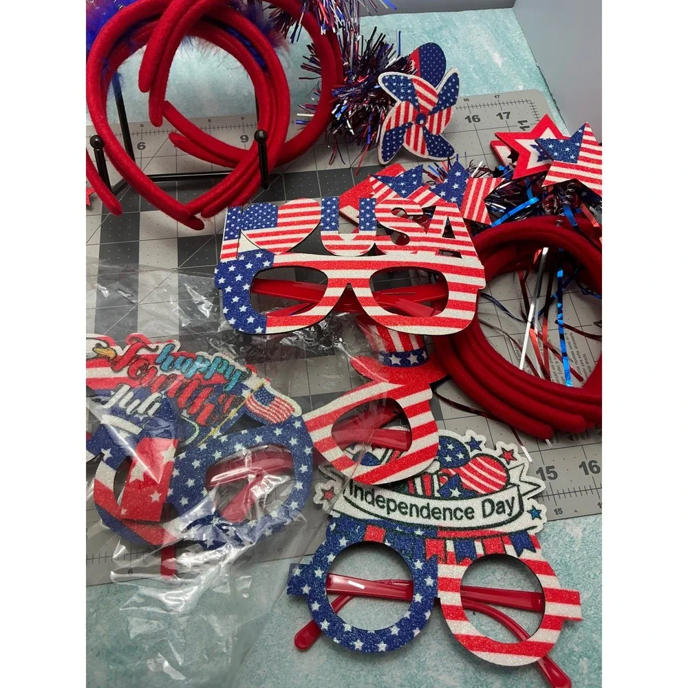 Max Fun 4th of July Patriotic Party Favors Set 18Pcs Headbands Glasses USA